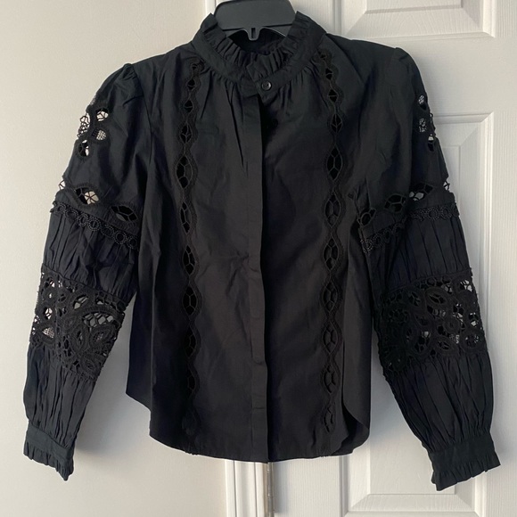 Anthropologie Cutwork Peasant Button Down Shirt - Picture 7 of 12